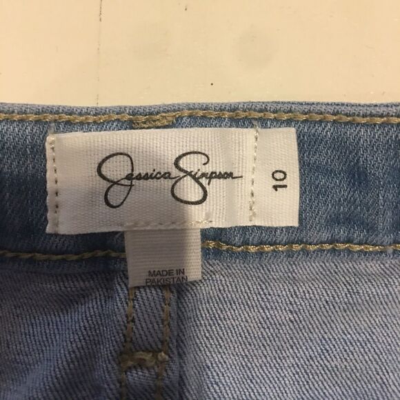 Girls size 10 runs big Jessica Simpson distressed mid rise jeans A-line skirt - Picture 3 of 6